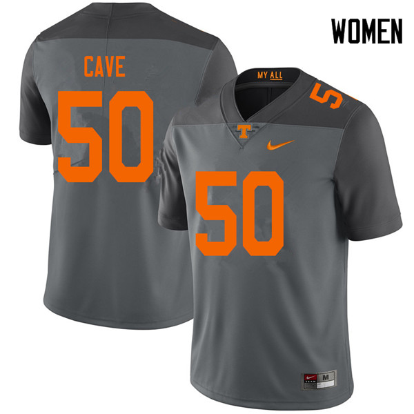 Women #50 Joey Cave Tennessee Volunteers College Football Jerseys Sale-Gray